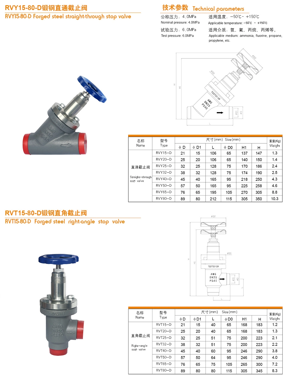 Dn 15-80mm Butt Welding Right Angle Ammonia Fluorine Freon Globe Valve