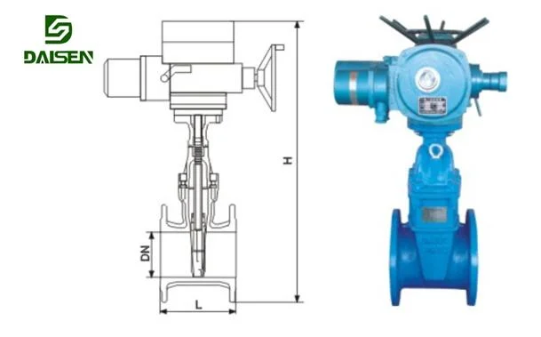 Pressure Valve Ductile Iron Electric Flange Soft Seal Gate Valve